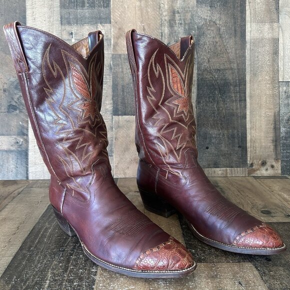 Dan Post 6614 Vintage Alligator Wingtip Western Cowboy Boots Mens 11.5 D - Picture 2 of 12